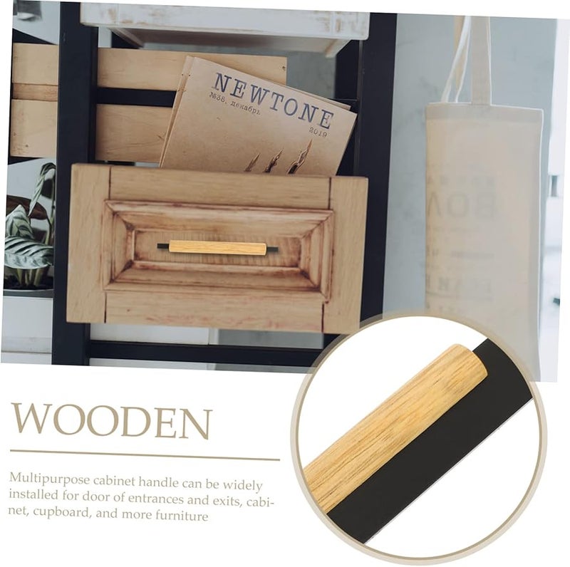 Black Wooden Cabinet Door Pull Handle 18X3 2CM Solid Wood Kitchen Cupboard Pulls Modern Design - Image 2